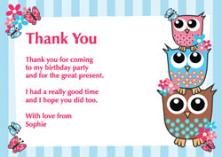 three owls thank you cards