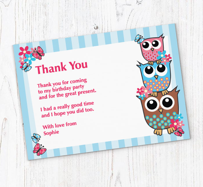 three owls thank you cards