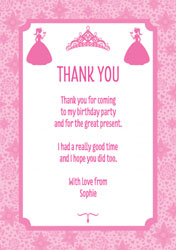 princesses and tiara thank you cards