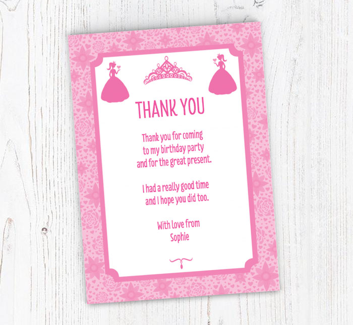 princesses and tiara thank you cards