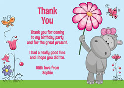 hippo and flower thank you cards