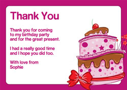 pink cake thank you cards