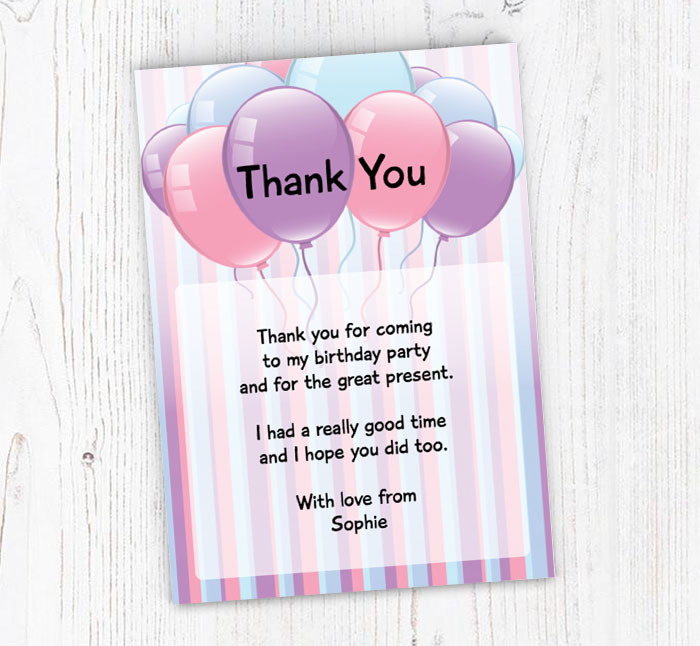 balloons and stripes thank you cards