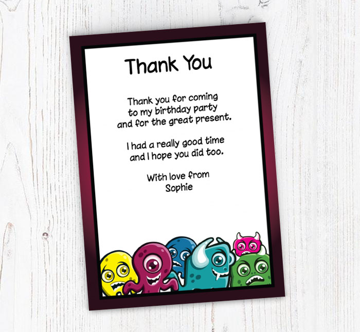 monsters thank you cards