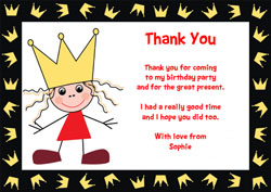 princess and crowns thank you cards