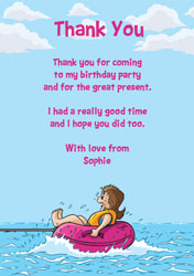 girl water tubing thank you cards
