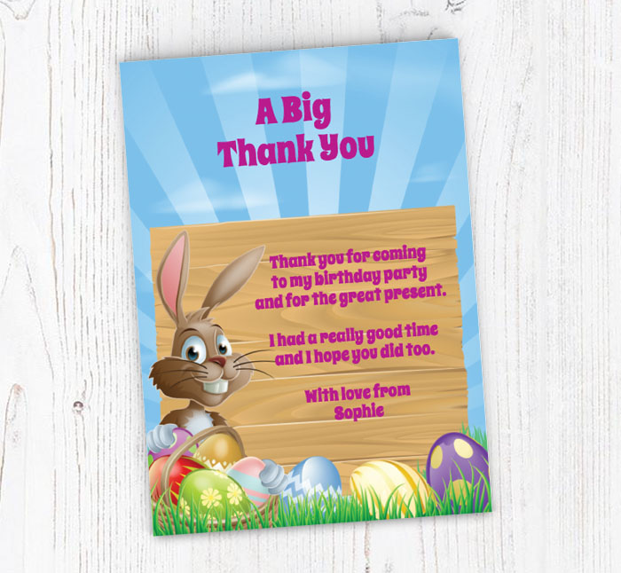 easter bunny thank you cards