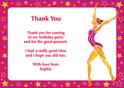 gymnast with stars thank you cards