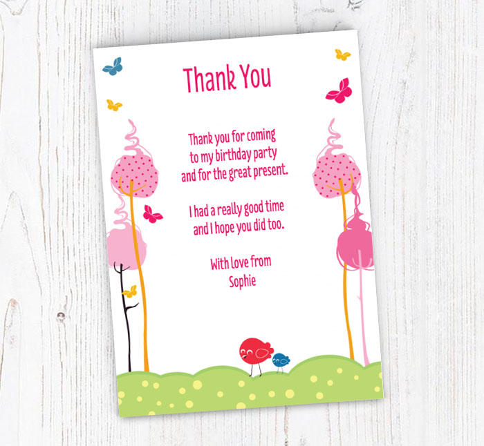 candy floss trees thank you cards