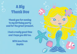 mermaid and fish thank you cards