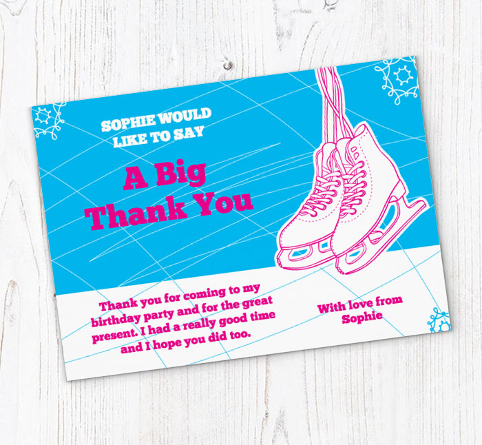 blue ice skating thank you cards