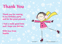 girls ice skating thank you cards