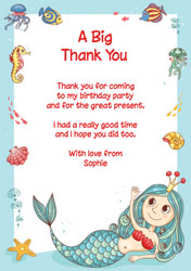 waving mermaid thank you cards