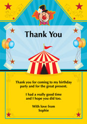 circus and clown thank you cards