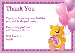 teddy holding balloons thank you cards