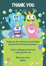 happy monsters thank you cards