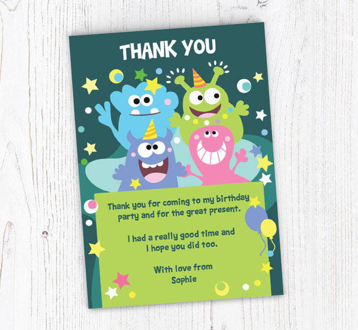 happy monsters thank you cards