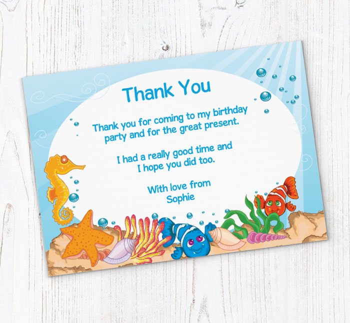 under the sea thank you cards