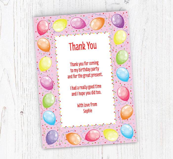 balloon border thank you cards