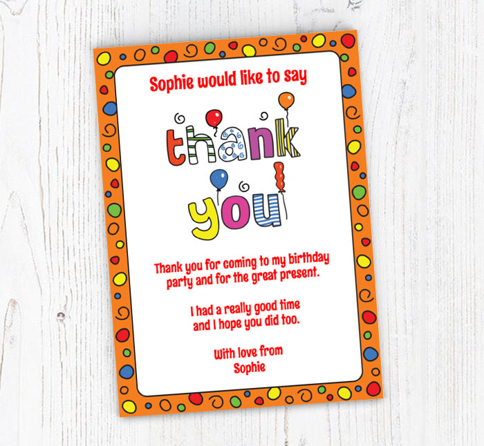 orange birthday thank you cards