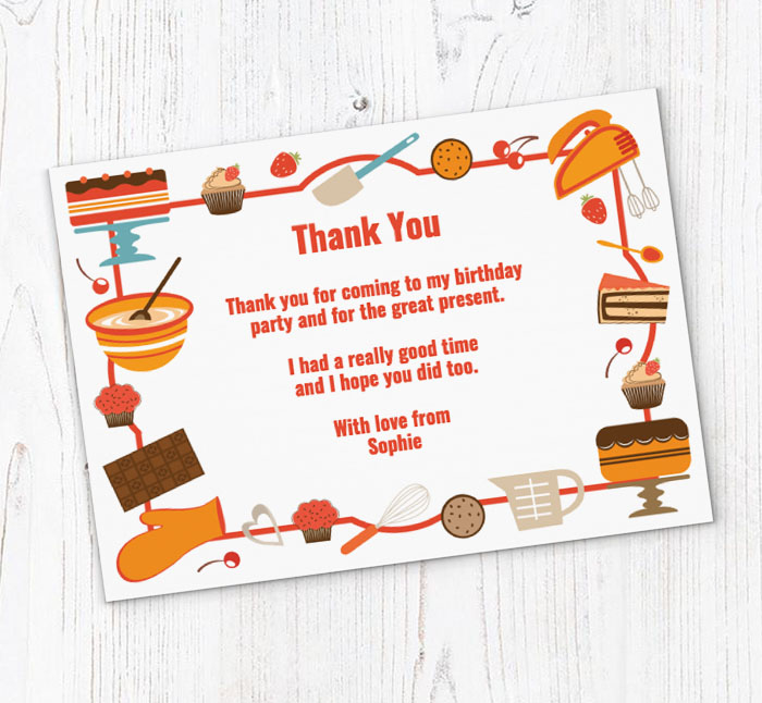 baking utensils thank you cards