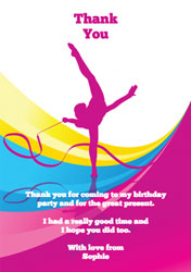 gymnast with ribbon thank you cards