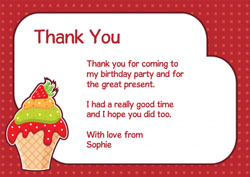 ice cream cone thank you cards