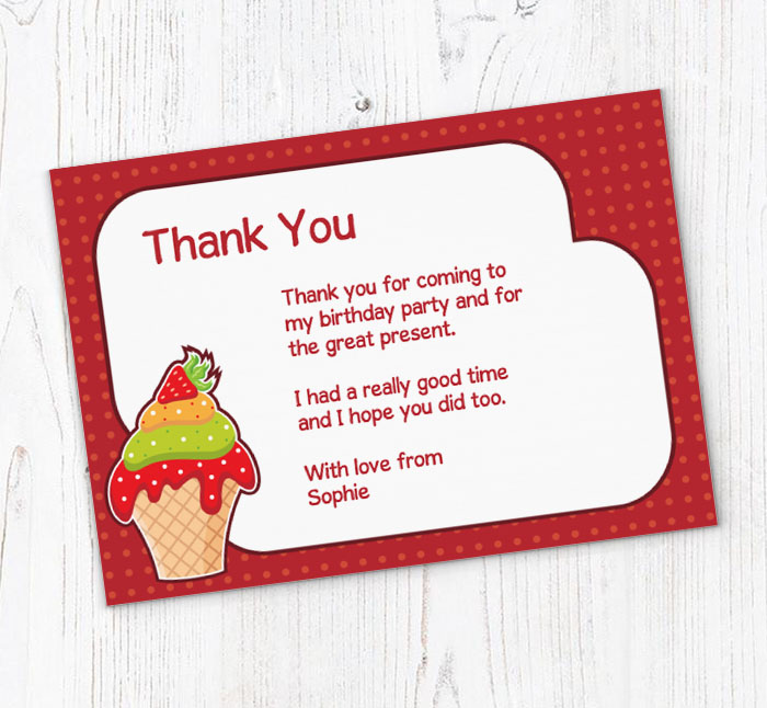 ice cream cone thank you cards