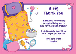 girls sleepover thank you cards