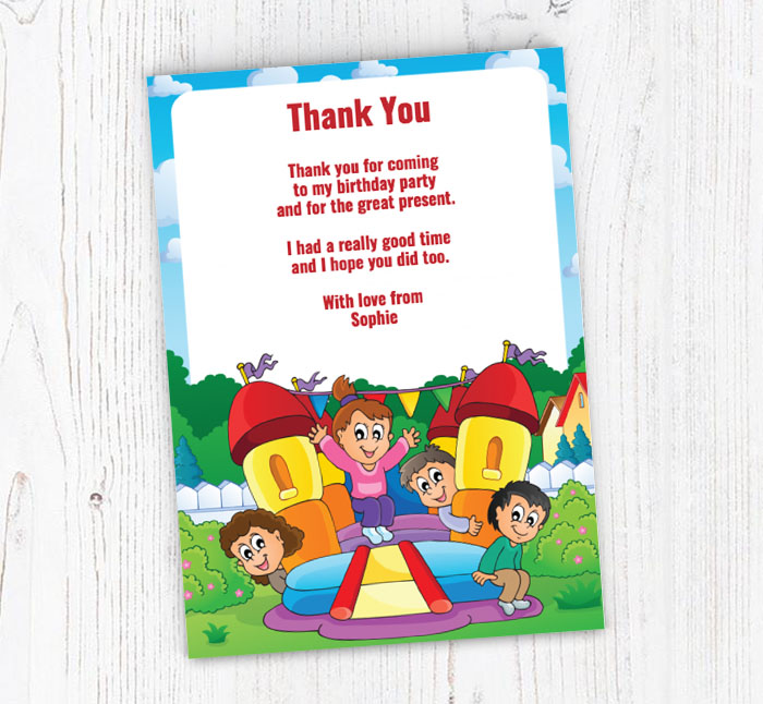 bouncy castle fun thank you cards