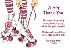girls roller skating thank you cards