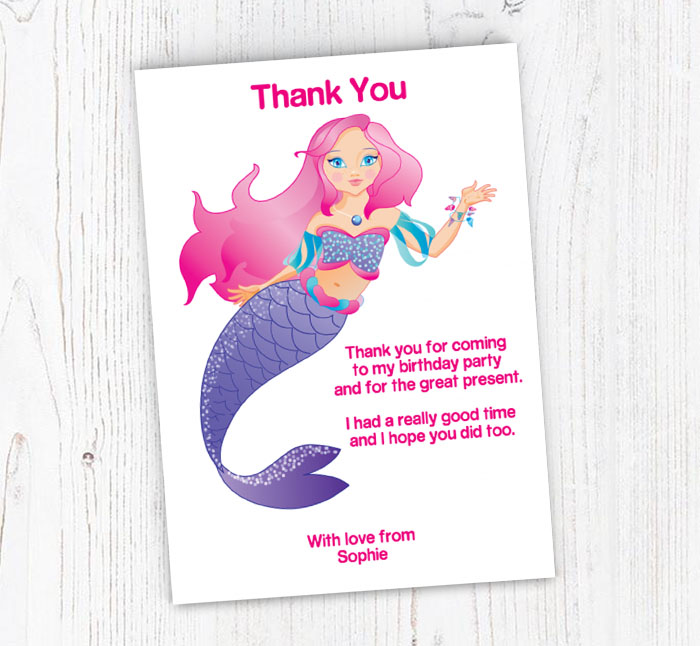 beautiful mermaid thank you cards