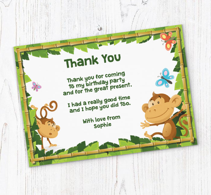 fun monkeys thank you cards