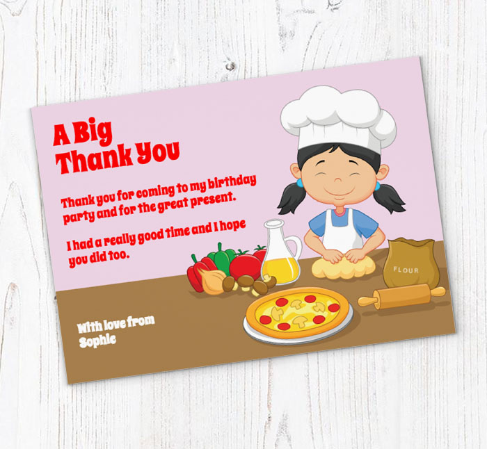 pizza making thank you cards