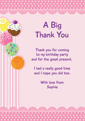 cake pops thank you cards