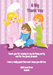 sleepover pillow fight thank you cards