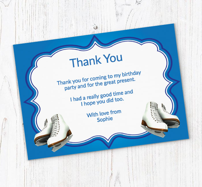 ice skates thank you cards