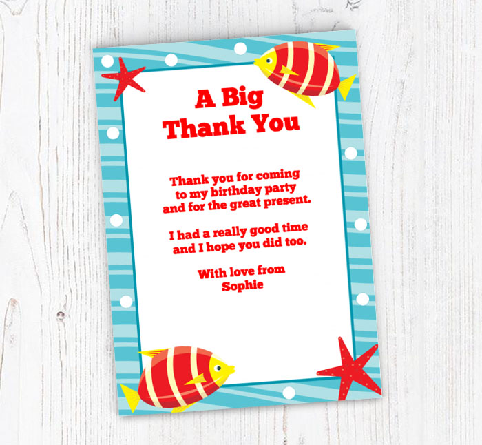 tropical fish thank you cards