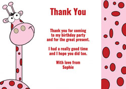 spotty giraffe thank you cards