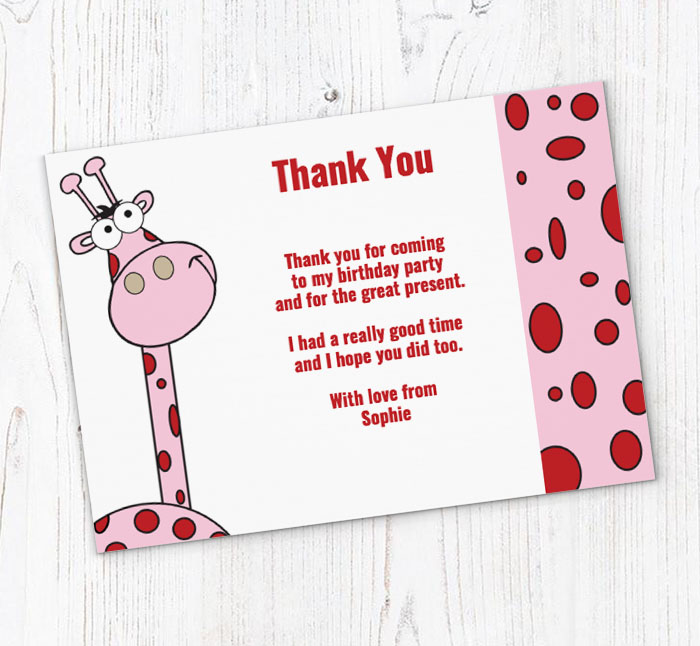 spotty giraffe thank you cards