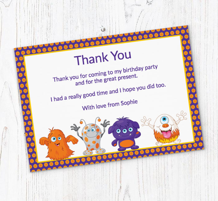 funny monsters thank you cards
