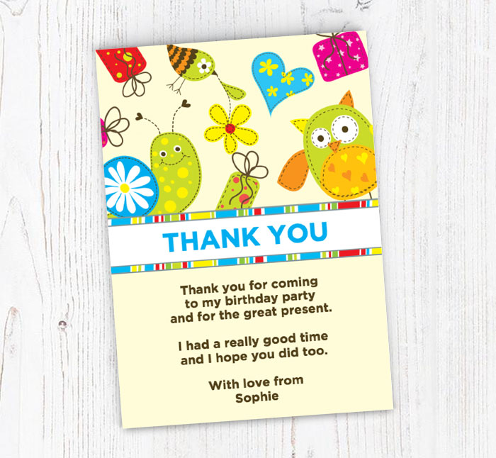 snail and birds thank you cards