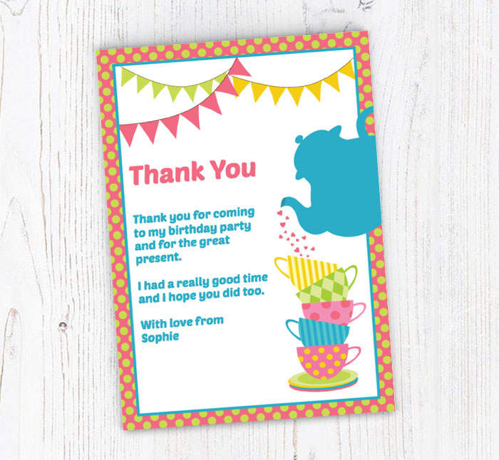 teapot and bunting thank you cards