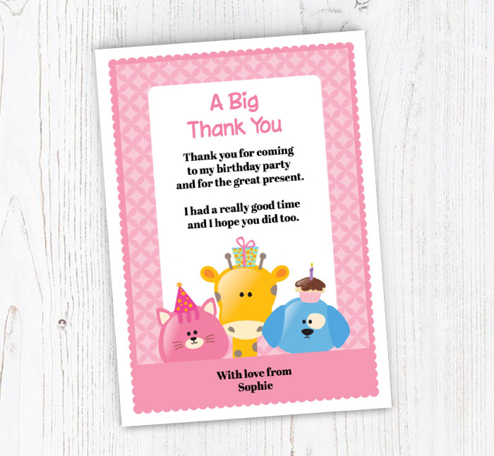Party Supplies Leopard Print Pink Personalised Party Thank You - roblox logo customised birthday card party animal print