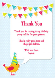 birthday bird thank you cards
