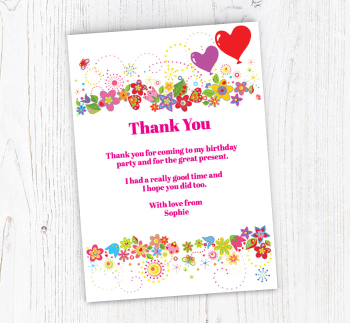 colourful flowers thank you cards