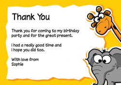 giraffe and elephant thank you cards