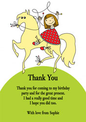 girl on horse thank you cards