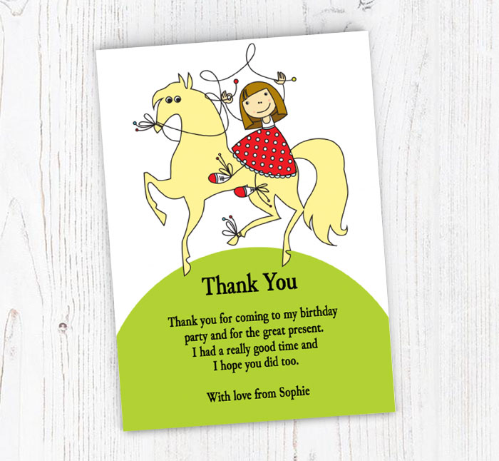 girl on horse thank you cards