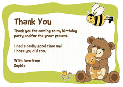 teddy bear and bee thank you cards